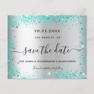 Aquamariner Haushalt auf der Quinceanera Save the  Flyer