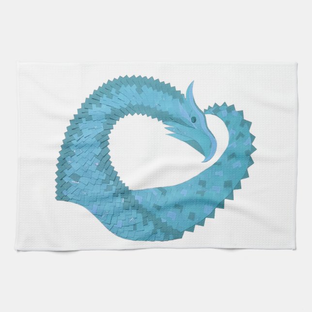 Aquamariner Herzdrache Geschirrtuch (Horizontal)