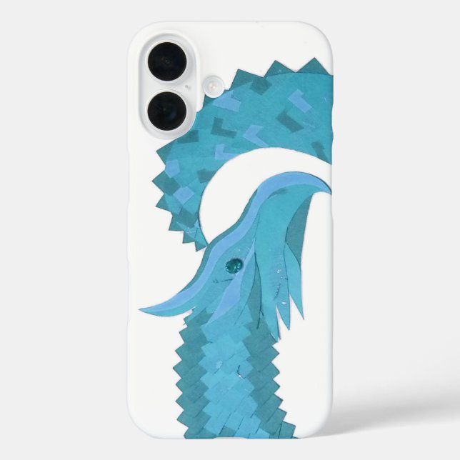 Aquamariner Herzdrache iPhone 16 Hülle (Rückseite)