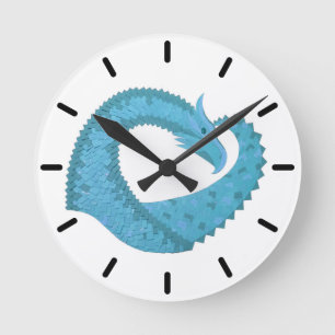 Aquamariner Herzdrache Runde Wanduhr