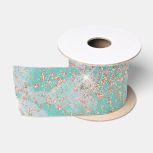 Aquamariner Jeden Anlaß Spritzer Glitzer Textur au Satinband