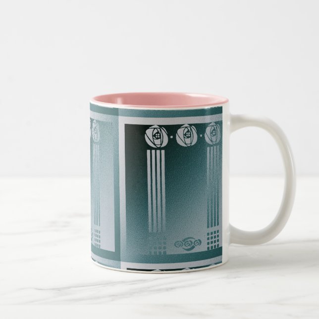 Aquamariner Jugendstil, Charles Mackintosh, Rose D Zweifarbige Tasse (Rechts)