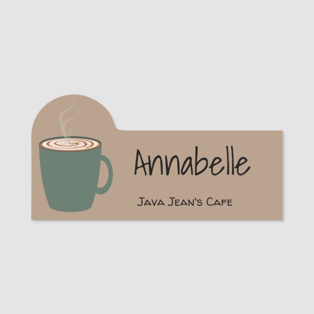 Aquamariner Kaffeezug Namensschild (Vorderseite)