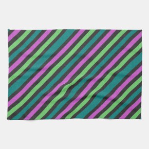 Aquamariner, kalkgrüner, Hot-Pink-Glitzer Striped Küchentuch