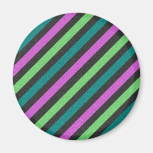 Aquamariner, kalkgrüner, Hot-Pink-Glitzer Striped  Magnet