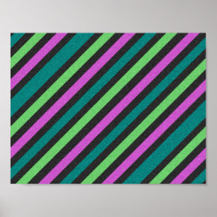 Aquamariner, kalkgrüner, Hot-Pink-Glitzer Striped Poster