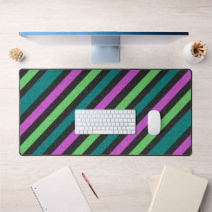 Aquamariner, kalkgrüner, Hot-Pink-Glitzer Striped Schreibtischunterlage