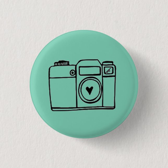 Aquamariner Kamera-Gekritzel-Knopf Button (Vorderseite)