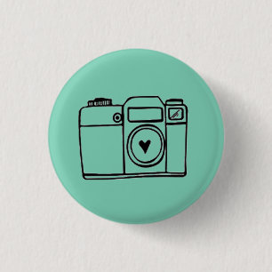 Aquamariner Kamera-Gekritzel-Knopf Button