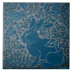 Aquamariner Kaninchenvogel Fliese