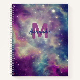 Aquamariner kosmischer Nebel aus Blauviolett Notizbuch