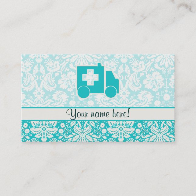 Aquamariner Krankenwagen Visitenkarte (Vorderseite)