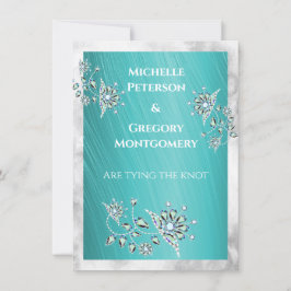 Aquamariner Kristall Jewel mit Marmorgrenze Save The Date