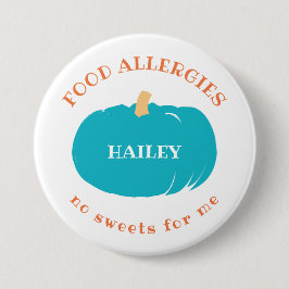 Aquamariner Kürbis-Allergie-Alarm scherzt Button