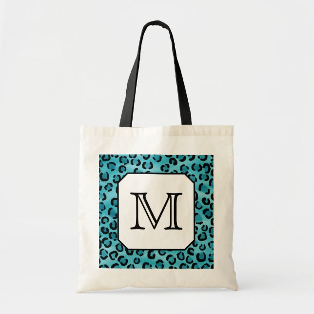 Aquamariner Leopard-Druck, kundenspezifisches Tragetasche (Vorne)