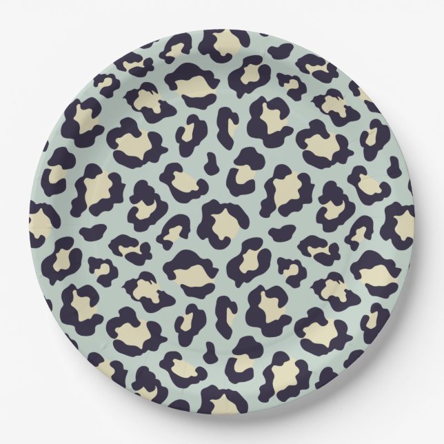 Aquamariner Leopard-Druck Pappteller (Vorderseite)