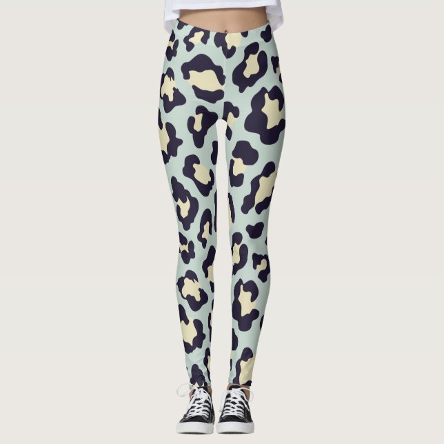 Aquamariner Leopardendruck Leggings (Vorderseite)