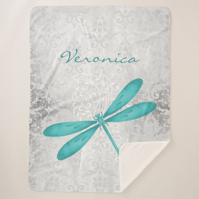 Aquamariner Libelle Personalisiert Sherpa Blanket Sherpadecke (Vorderseite)