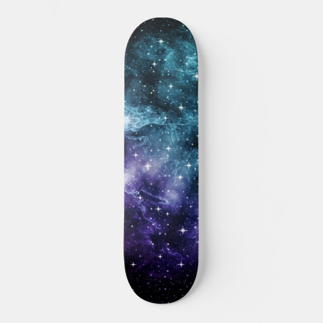 Aquamariner Lila Galaxienebel Traum Nr. 1 Skateboard (Vorderseite)