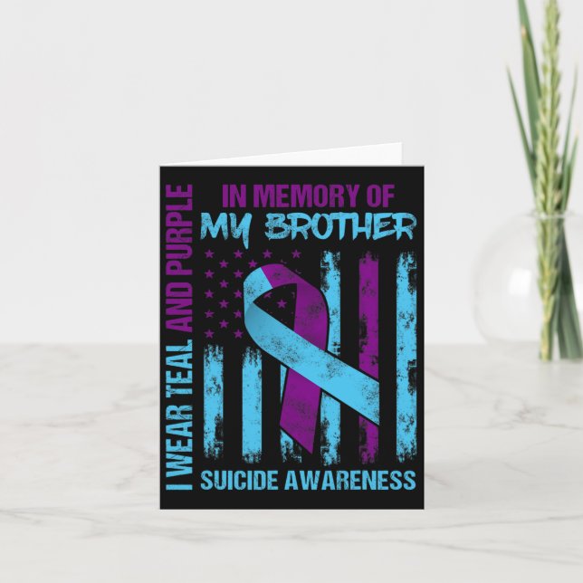 Aquamariner Lila Ribbon Suicide Awareness Flag Bru Karte (Vorderseite)