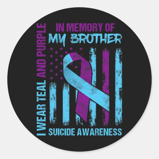 Aquamariner Lila Ribbon Suicide Awareness Flag Bru Runder Aufkleber (Vorderseite)