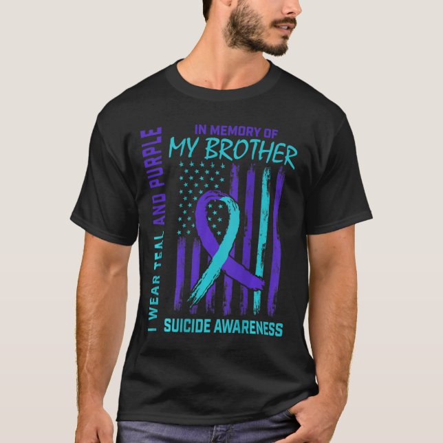 Aquamariner Lila Ribbon Suicide Awareness Flag Bru T-Shirt (Vorderseite)
