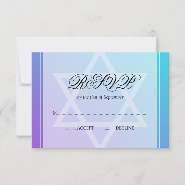 Aquamariner Lila Star von David Bat Mitzvah UAWG RSVP Karte (Vorderseite)