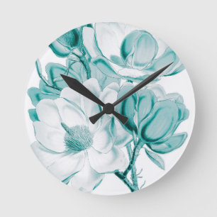 Aquamariner Magnolien-Traum Runde Wanduhr