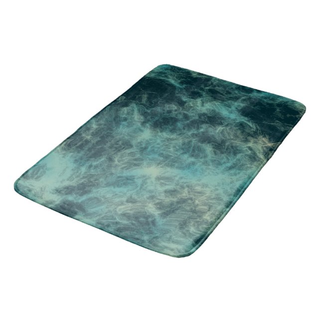 Aquamariner Marmor Abstrakt Badematte (Schrägansicht)