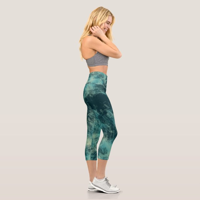 Aquamariner Marmor Abstrakt Capri Leggings (Rechts)