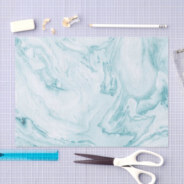 Aquamariner Marmor Seidenpapier (Handwerk)