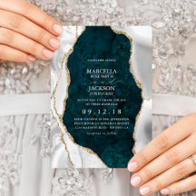 Aquamariner Marmor, White & Gold Einladung zur Hoc