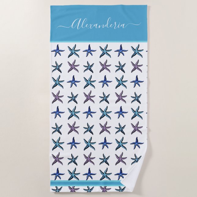Aquamariner Meerbarsche, lila Strandtuch (Vorderseite)
