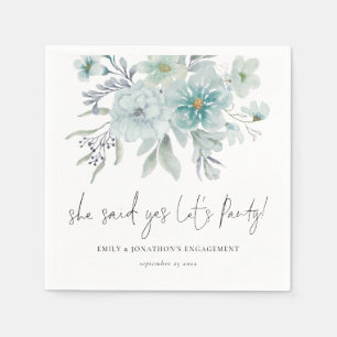 Aquamariner Meeresnebel Florals Sie sagte ja Verlo Serviette