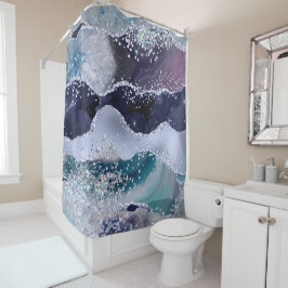 *~* Aquamariner Meeresraum Perlmast GLITZER AP8 Duschvorhang