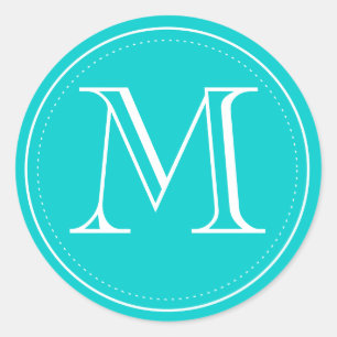 Aquamariner Monogramm-Umschlag Aufkleber von Origa
