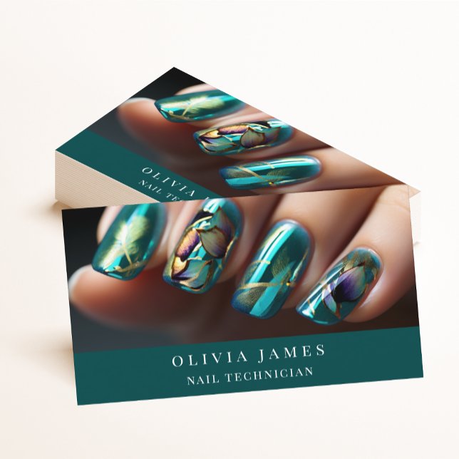 Aquamariner Nageltechniker Schönheitssalon Manicur Visitenkarte (Von Creator hochgeladen)