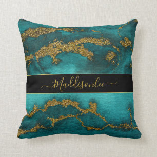 Aquamariner Name des Monogrammes für den Goldmarmo Kissen