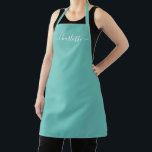 Aquamariner Name eines kleinen, benutzerdefinierte Schürze<br><div class="desc">Personalisiert leicht aquamarine moderne Skriptname Text monogram solide schlichte Farbe gürlich elegante elegante helle aquamarin-weiß-Text-Küche Schürze. Anpassen,  personalisieren Sie es mit Namen,  Zitat,  Phrasen oder Text. Geeignet für Köche,  Koch,  Keramik,  Keramiken,  Handwerk,  Arbeit,  Küche,  Backen,  Grillen,  Grill etc.</div>