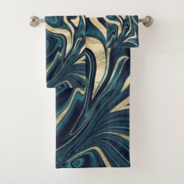 Aquamariner Navy-Blue-Gold-Marmor #1 Badhandtuch Set