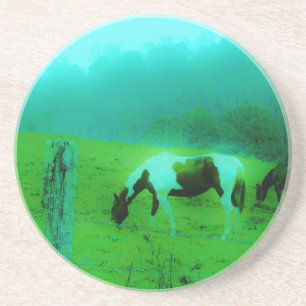 Aquamariner Nebel Reto gefärbte Pony Horse Getränkeuntersetzer