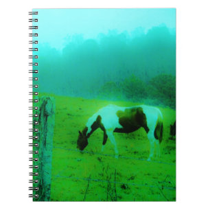 Aquamariner Nebel Reto gefärbte Pony Horse Notizblock