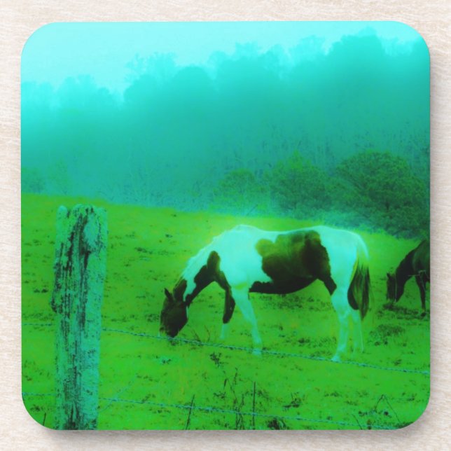 Aquamariner Nebel Reto gefärbte Pony Horse Untersetzer (Vorderseite)
