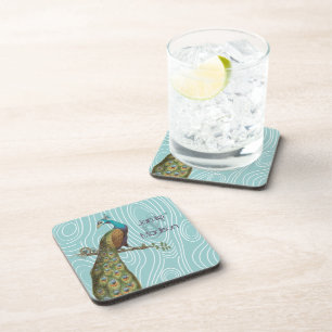 Aquamariner Niedlicher Pfau auf Aqua oder beliebig Untersetzer