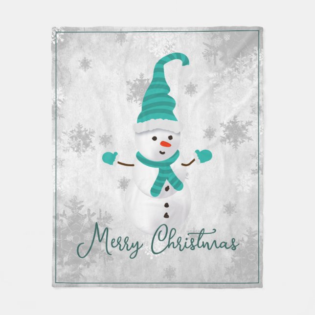 Aquamariner Niedlicher Snowman Holiday Fleece Blan (Vorderseite)