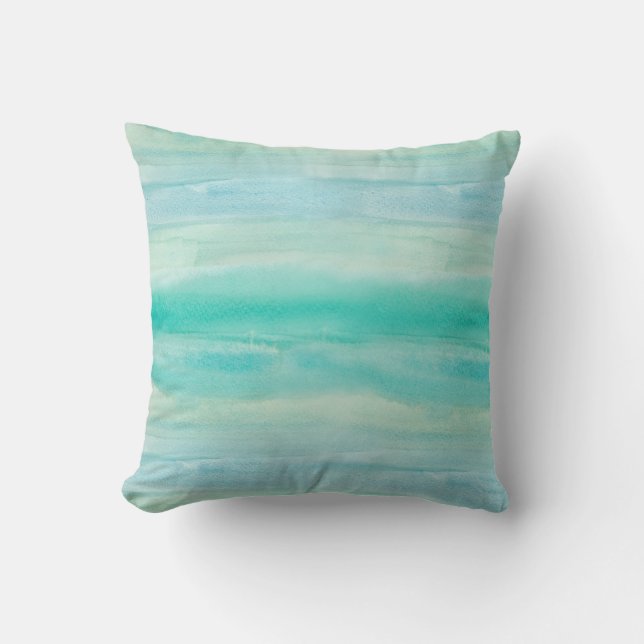 Aquamariner Ombre Watercolor Kissen (Vorderseite)