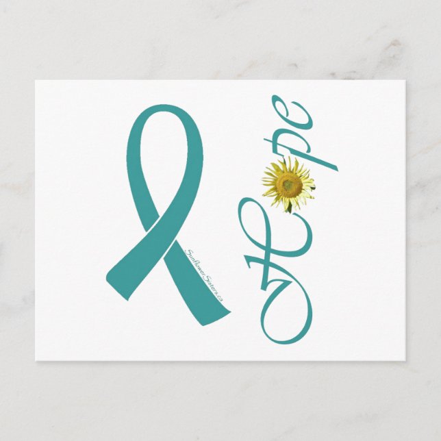 Aquamariner Ovarialkarzinom der Ribbon-Hoffnung Postkarte (Vorderseite)