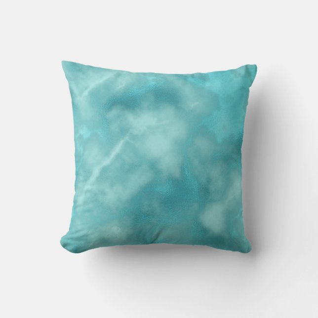 Aquamariner Ozean Abstraktes Aqua Kissen (Vorderseite)