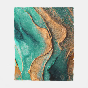 Aquamariner Ozean und Bronze Abstrakt Art Fleecedecke