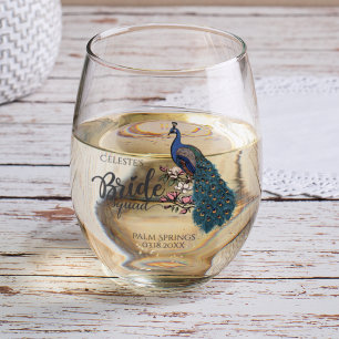 Aquamariner Peacock Bride Squad Junggeselinnen-Abs Weinglas Ohne Stiel